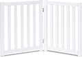 2-Panel Wooden Free Standing Foldable Dog Gate Indoor – Solid Hardwood 24" High, Step-Over Safety Pet Gate for Doorways, Stairs & Small Spaces - Indoor Use, White